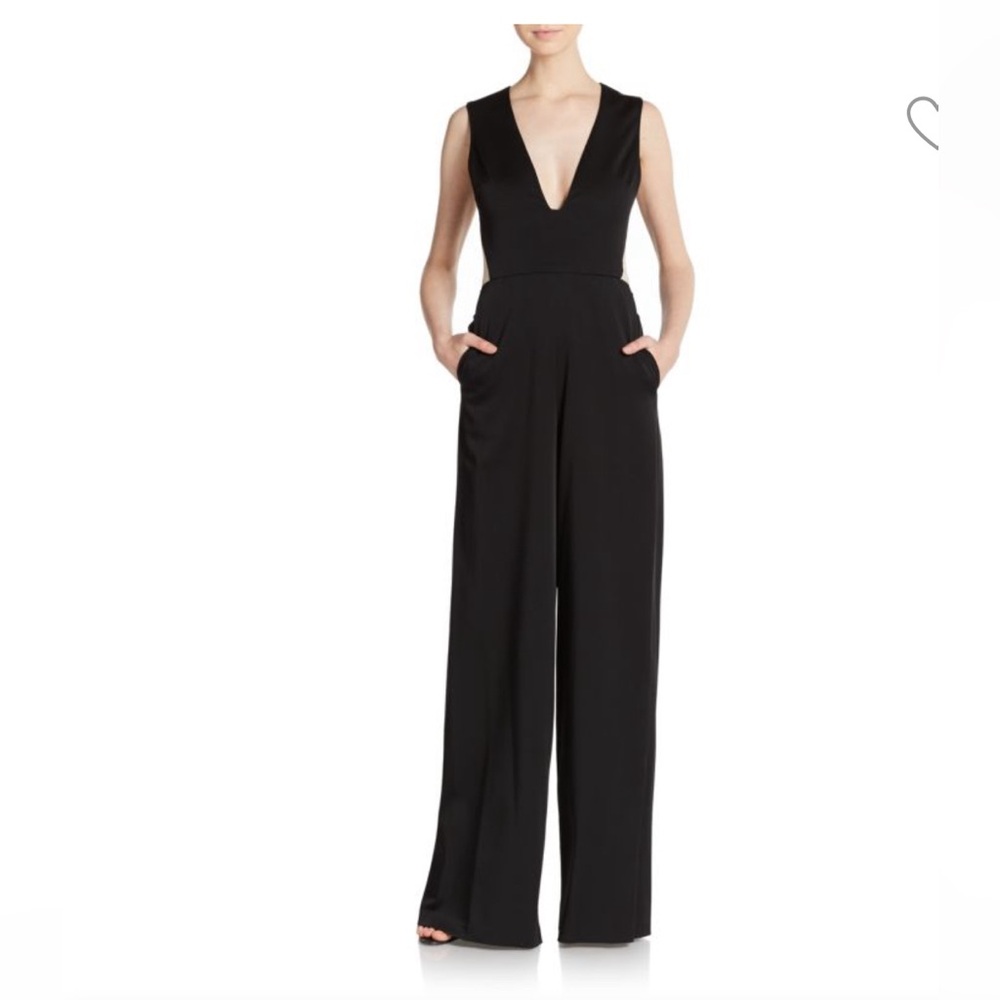 Alice and Olivia Londyn Sheer Panel Wide Leg Jumpsuit Size 6 Like new condition